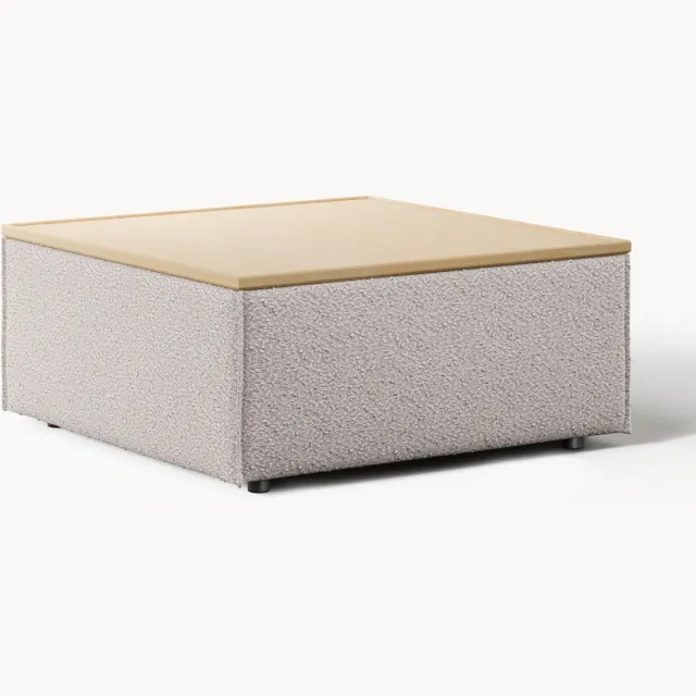Westwing Collection Bouclé poef Lennon met opbergruimte taupe