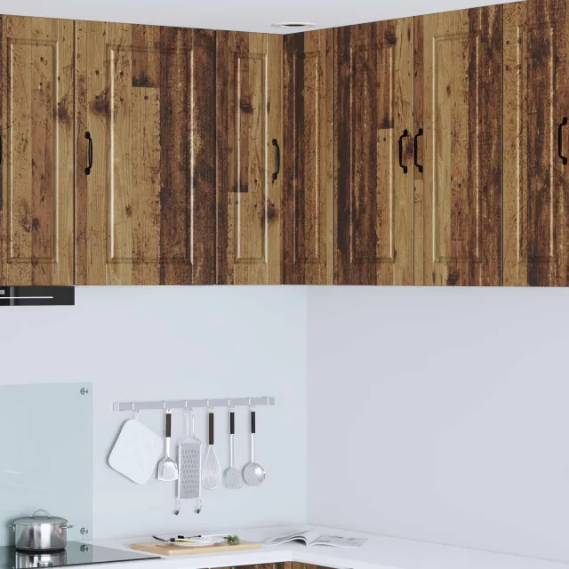 vidaXL Wandhoekkast PORTO Oud hout 57 x 57 x 80 cm Bewerkt hout Bruin