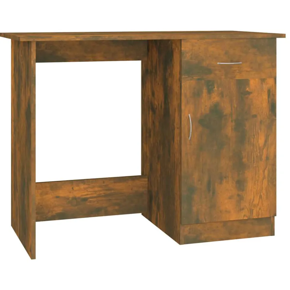 vidaXL Bureau 100x50x76 cm bewerkt hout gerookt eikenkleurig Bruin
