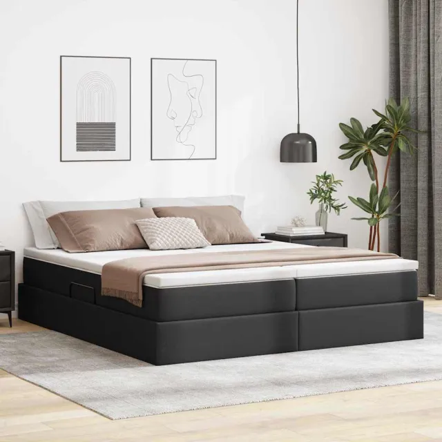 vidaXL Opbergbed met matras met opslag Zwart 180 x 200 cm Nep Leer