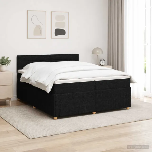 vidaXL Boxspringbed met matras met hoofdeinde Zwart 200 x 200 cm Stof