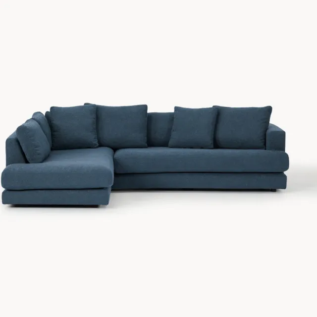 Westwing Collection Bouclé hoekbank Tribeca (3-zits) blauw