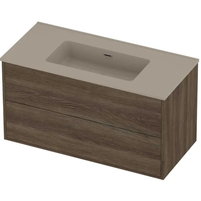 Proline Tribute Badmeubelset Porselein Elegant 2 Laden 100x46x54 cm Mat Crème Cotton Vital Oak Eiken