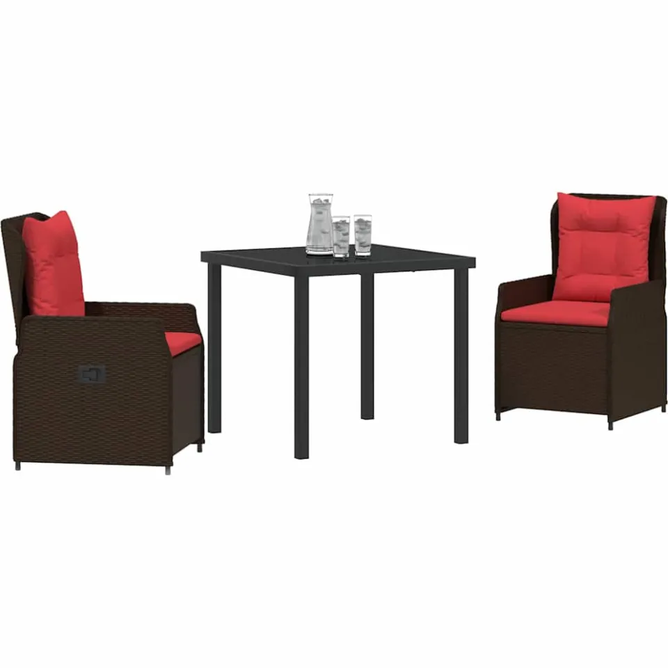 vidaXL Tuin Eetset 3 st Bruin Poly riet