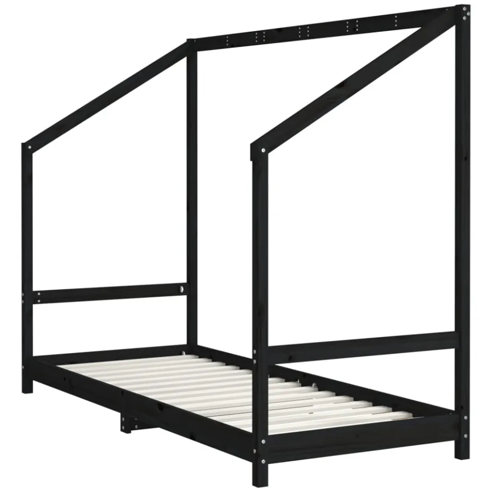 vidaXL Kinderbedframe 2x(80x200) cm massief grenenhout zwart, foto 3