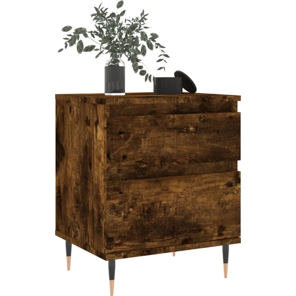 vidaXL Nachtkastje 40x35x50 cm bewerkt hout gerookt eikenkleurig, foto 4