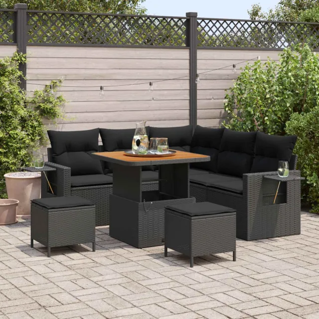 vidaXL Tuin Sofa Set 8 st Zwart poly rattan