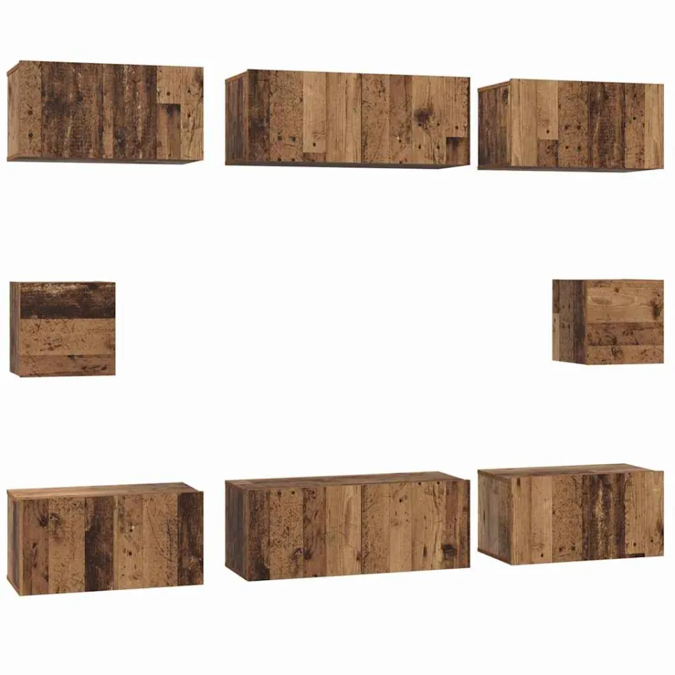 vidaXL Tv-meubelset 8 st 80 x 30 x 30 cm Oud Hout bruin, foto 3