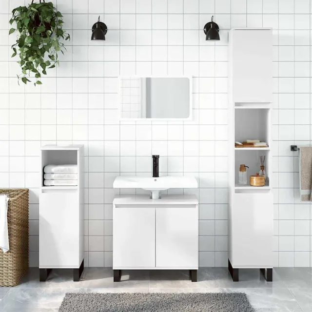 vidaXL Badkamerkast 58x33x60 cm bewerkt hout hoogglans wit, foto 2