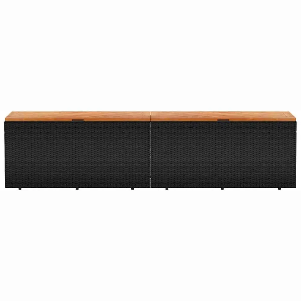 vidaXL Tuinbox 220x50x54 cm poly rattan en acaciahout zwart, foto 4