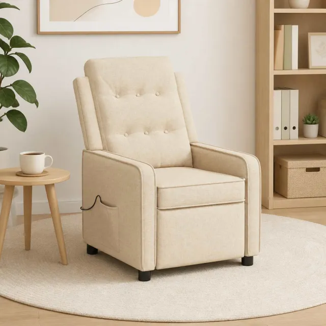 vidaXL Massage-relaxstoel Crèmekleurig 65 x 93 x 102 cm Stof