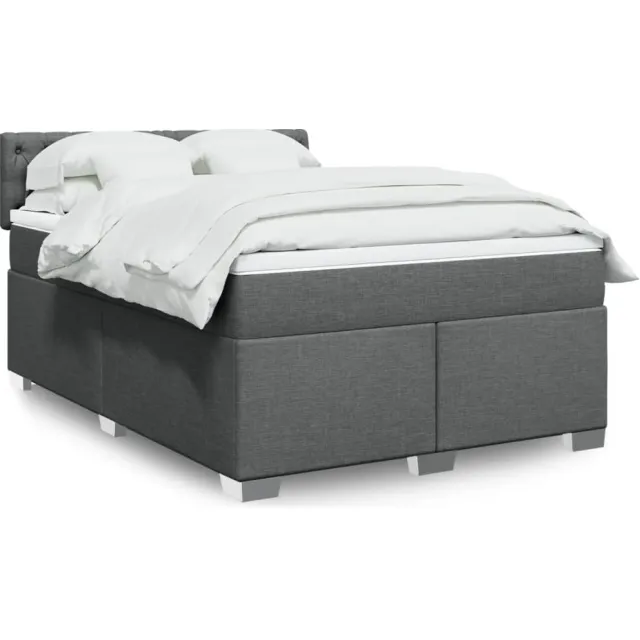 vidaXL Boxspring met matras stof donkergrijs 160x200 cm grijs