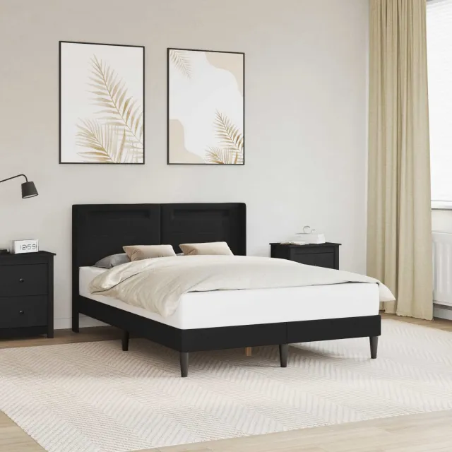 vidaXL Bedframe met LED-stripverlichting Zwart 140 x 200 cm Kunstleer