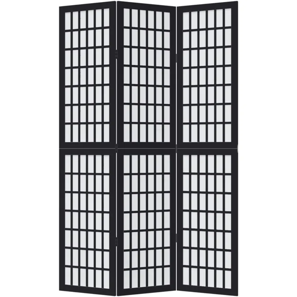 vidaXL Kamerscherm met 3 panelen massief paulowniahout zwart, foto 4