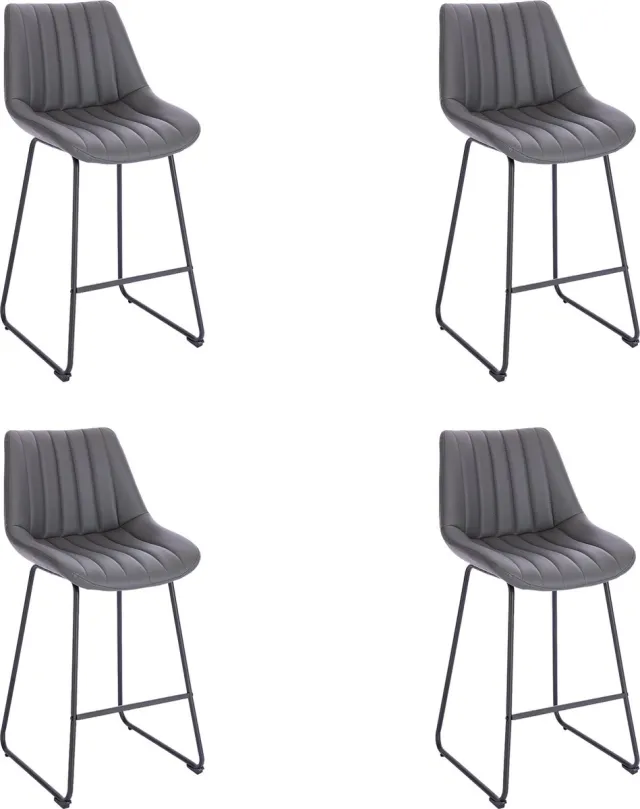 Lina Vegas Barstoel Donker Grijs - Set van 4 - Kunstleer - Barkrukken Donker Grijs4