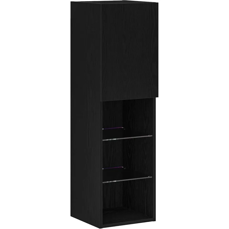 vidaXL Tv-meubelset 30,5 x 30 x 102 cm Zwart Eiken Bewerkt hout, foto 3