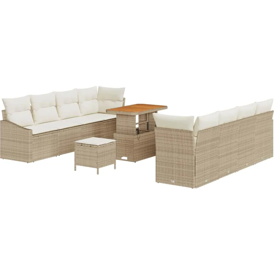 vidaXL Tuinbankenset 11 st Beige poly rattan