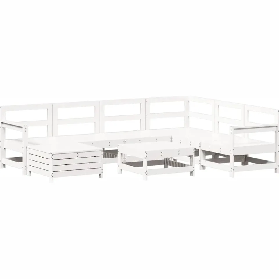 vidaXL 8-delige Loungeset massief grenenhout wit