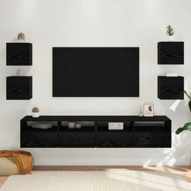 vidaXL Wandgemonteerde TV-kast 4 st 30,5 x 30 x 30 cm Zwart eiken