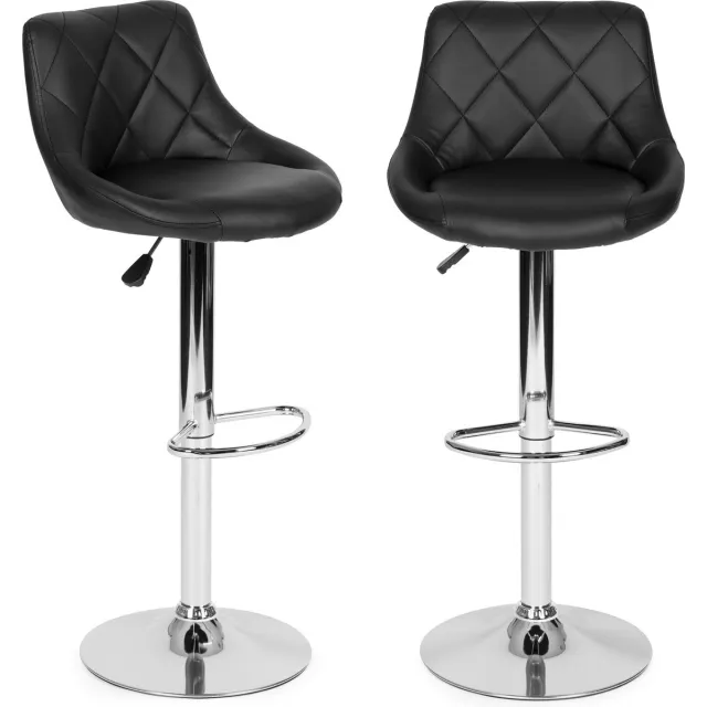 Viking Choice Barkruk met rugleuning - draaibaar - 60-80 cm - zwart gestikt