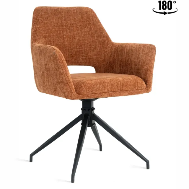 Nest of Nora Set van 2 - Nest of Nora Draaibare eetkamerstoelen met armleuningen Savi linnenlook stof - Roest Terracotta