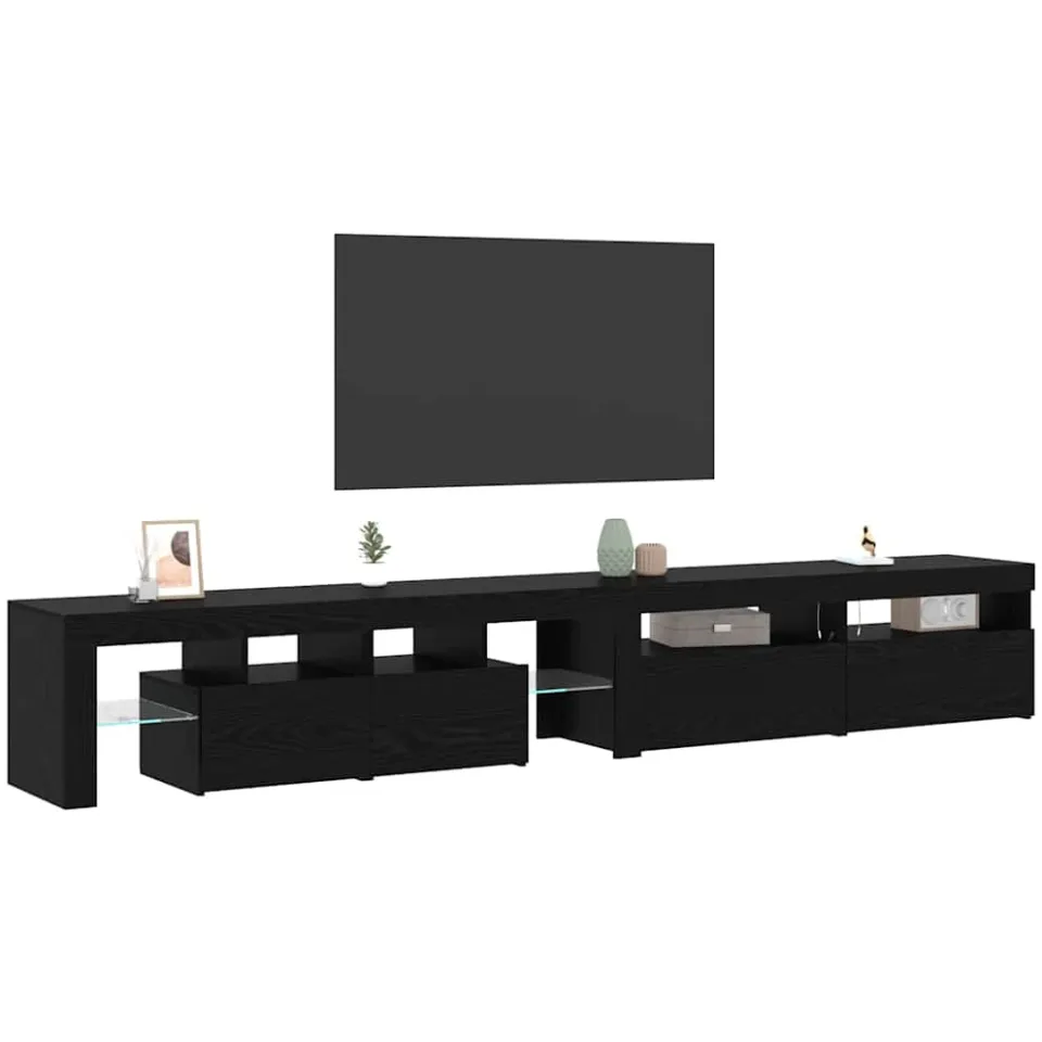 vidaXL TV-kast 3 st Zwart Eiken Bewerkt hout