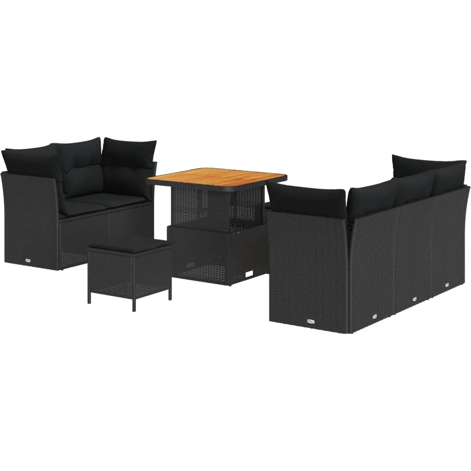 vidaXL Tuin Sofa Set 8 st Zwart poly rattan
