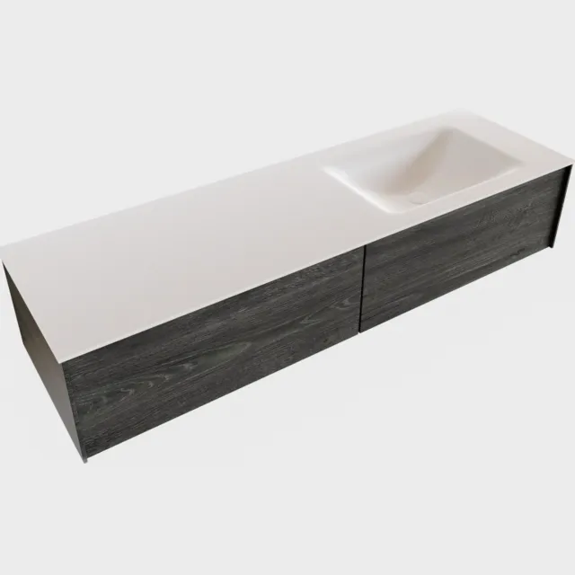 Boss & Wessing Badkamermeubel BWS Madrid Antraciet 150x45x30 cm Mat Witte Solid Surface Wastafel Rechts (2 lades, 1 kraangat)