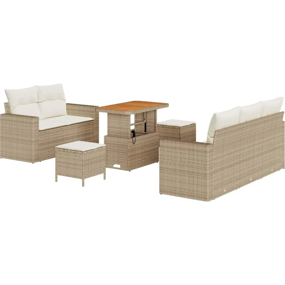 vidaXL Tuin Sofa Set 8 pcs Beige poly rattan