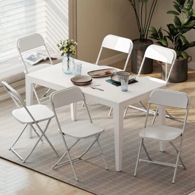 HAUSS SPOLE Inklapstoel - Set Van 6 - Met Afwateringsgaten En Stalen Frame - Voor Eetkamer En Wachtruimte - Kunststof Wit