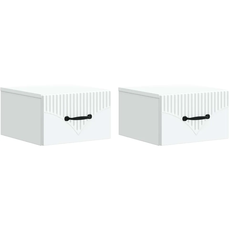 vidaXL Wandbeugel Bedkast 2 st Wit 34,5 x 33 x 20 cm Bewerkt hout, foto 3