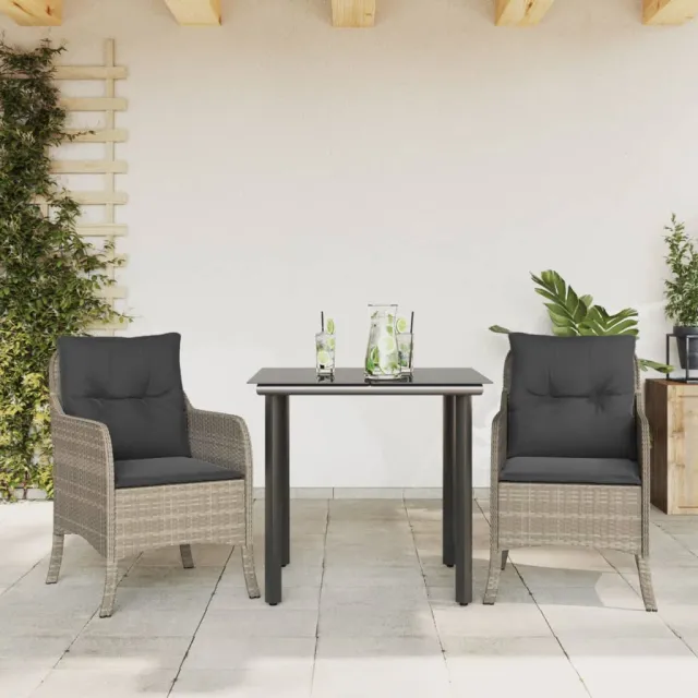 vidaXL 3-delige Tuinset met kussens poly rattan lichtgrijs grijs, foto 2