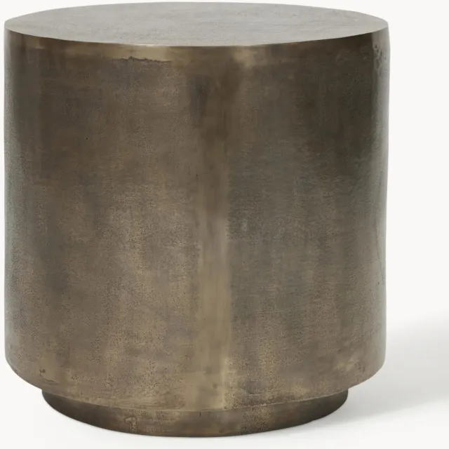 House Doctor Ronde metalen bijzettafel Rota met antieke afwerking Taupe, Goudkleurig