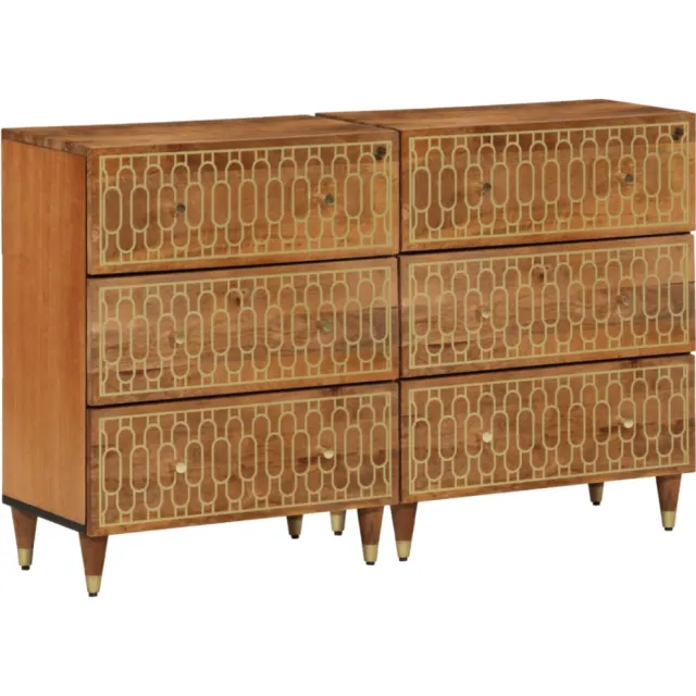 vidaXL Bijzetkasten 2 st 60x33x75 cm massief mangohout Bruin