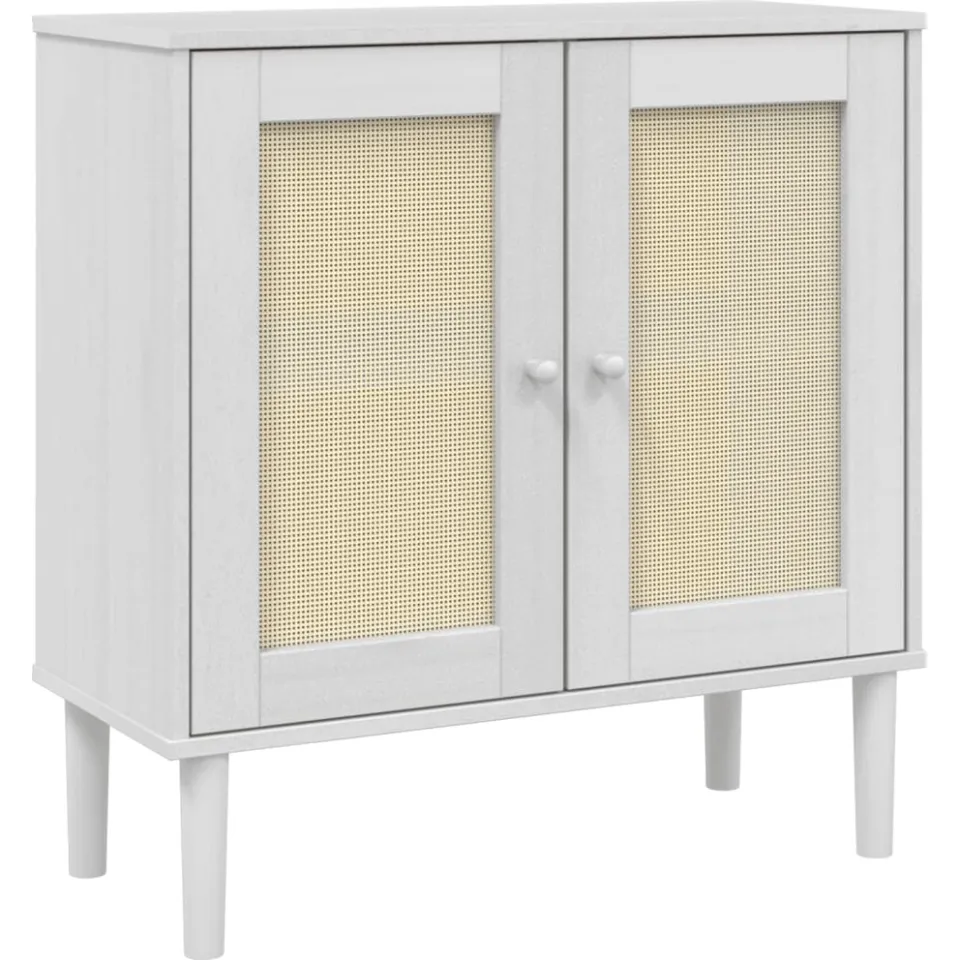 vidaXL Dressoir SENJA 80x35x80 cm rattan look massief grenenhout wit, foto 3