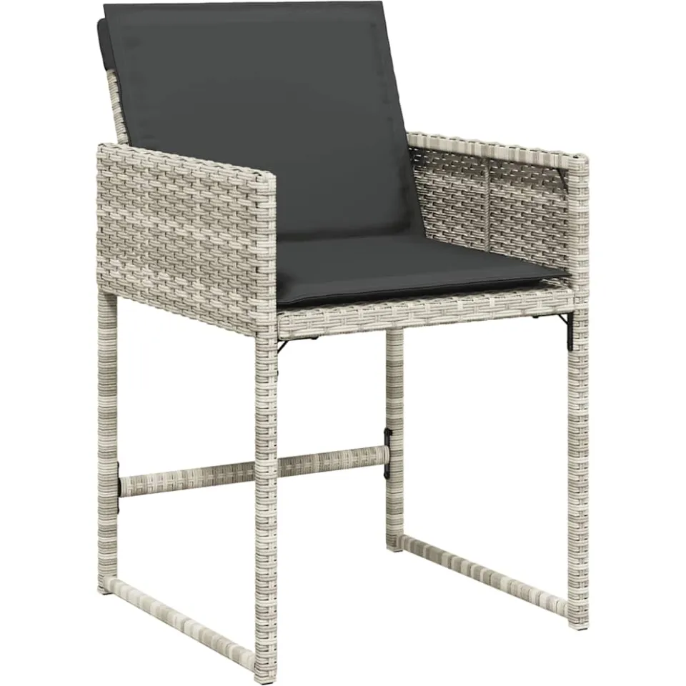 vidaXL 11-delige Tuinset met kussens poly rattan lichtgrijs