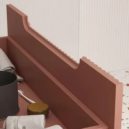 Aurlane Wastafelonderkast Emilien 46cm - Terracotta Mat - Met 2 Lades - Met Mat Witte Wastafel, foto 5