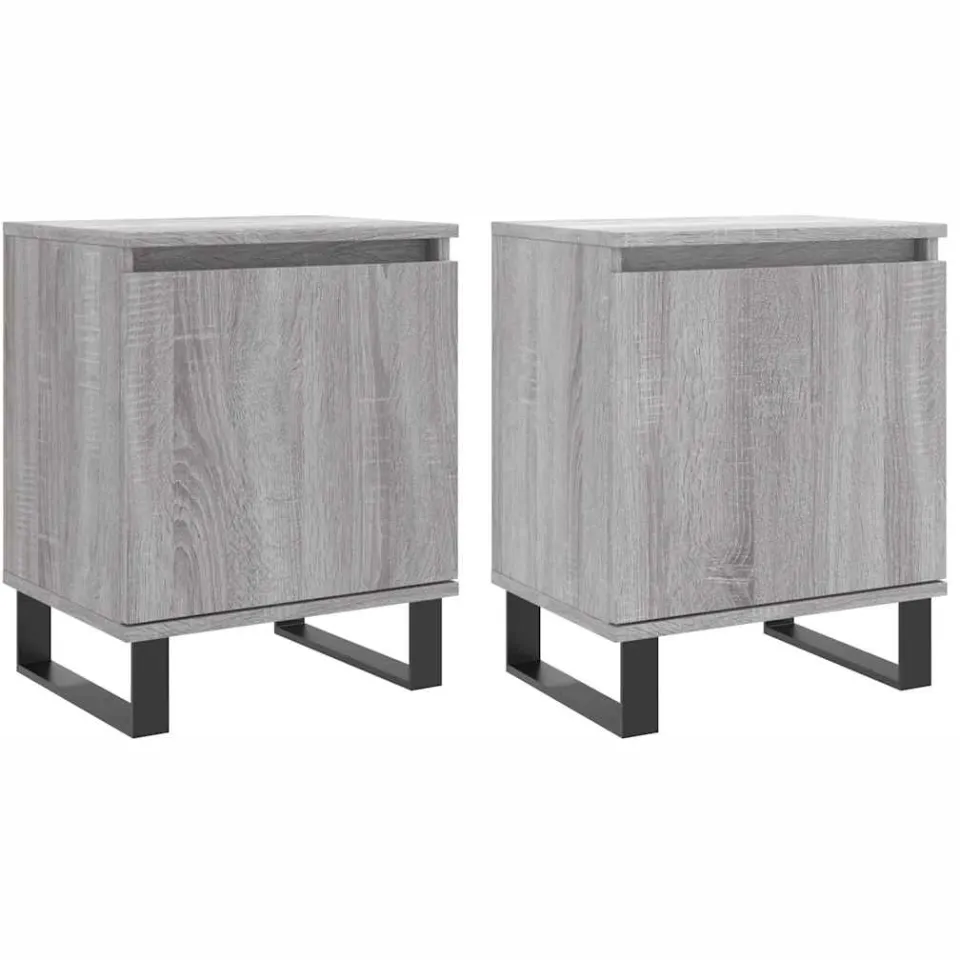 vidaXL Nachtkastjes 2 st 40x30x50 cm bewerkt hout grijs sonoma eiken, foto 3
