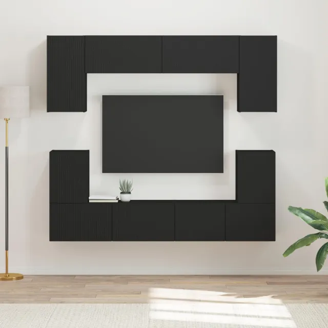 vidaXL Tv-meubelset 5 st Zwart Bewerkt hout