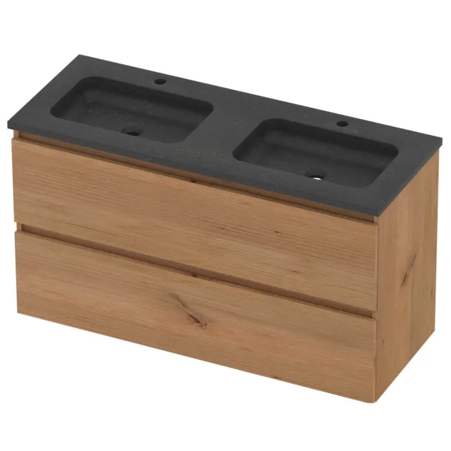 Basic-Line Rocky 46 Badmeubelset Hardsteen 120x46x62 cm R46BSCWO120D2 Whisky Oak Blue Stone Grijs