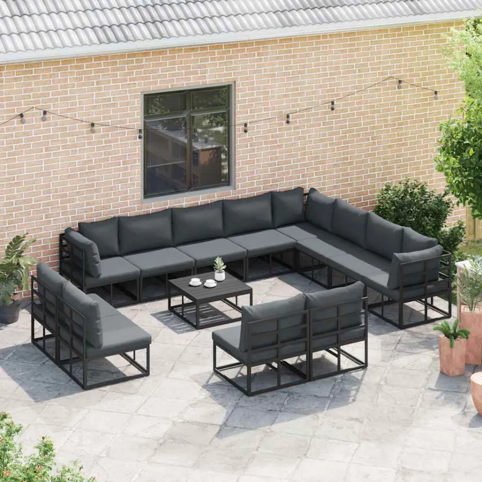vidaXL Tuinbankenset 12 st Zwart Aluminium, foto 3