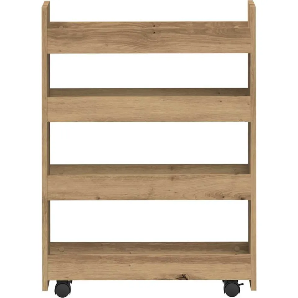 vidaXL Opbergtrolley smal 4-laags bewerkt hout artisanaal eikenkleurig Bruin