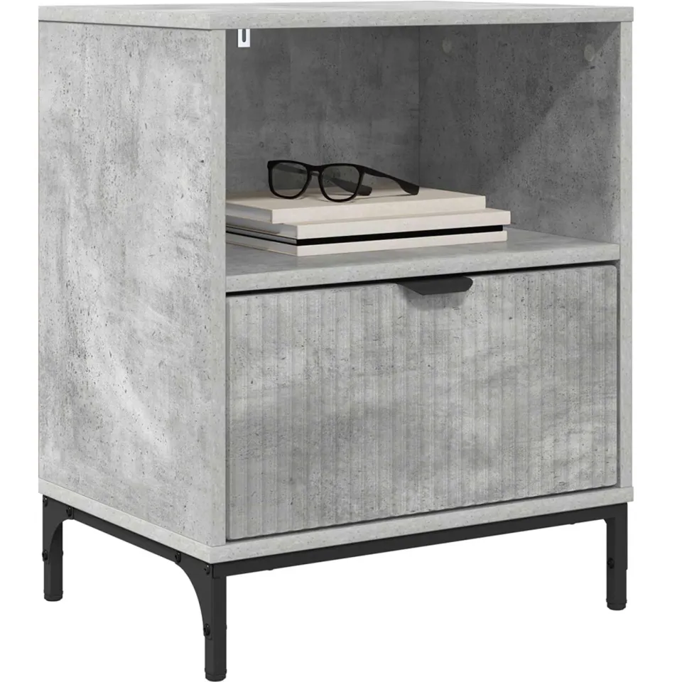 vidaXL Nachtkastje 2 st Betongrijs 49 x 36 x 61 cm Bewerkt hout