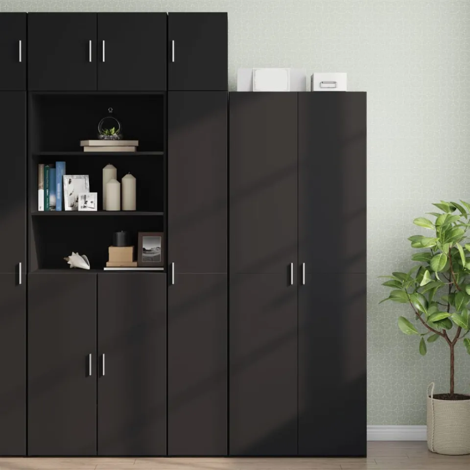 vidaXL Wandkast 30x42,5x40 cm bewerkt hout zwart, foto 2