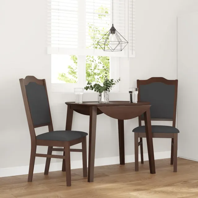 vidaXL Eetkamerstoelen met kussens 2 stuks bruin massief hout rubber