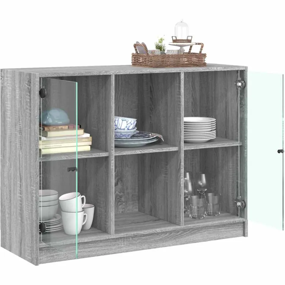 vidaXL Dressoir 102x37x75,5 cm bewerkt hout grijs sonoma eikenkleurig