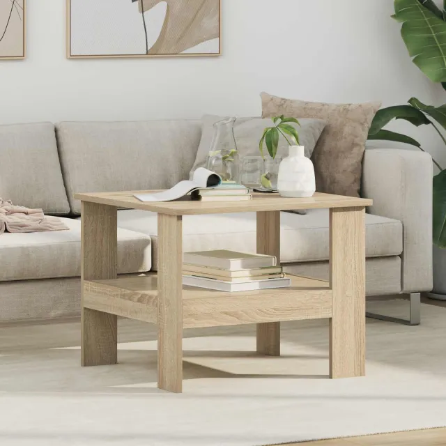 vidaXL Salontafel Beton Grijs 57 x 55 x 45 cm Bewerkt hout