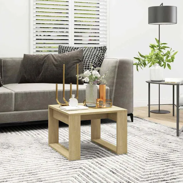 vidaXL Bijzettafel 50x50x35 cm bewerkt hout sonoma eikenkleurig, foto 2