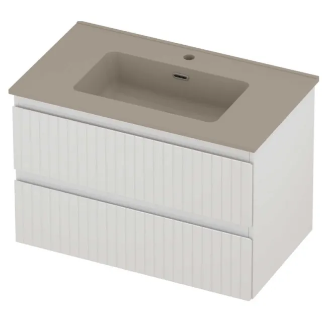 Proline Tribute Badmeubelset Porselein Elegant 1 Kraangat 80x46x54 cm Mat Crème Cotton Glans Wit