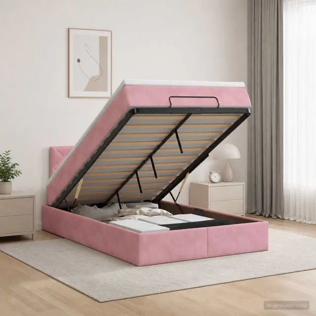 vidaXL Ottoman bed met matras met hoofdeinde Roze 120 x 200 cm Fluweel
